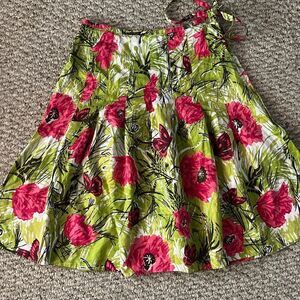 Talbots size 2P green and pink women’s a line skirt